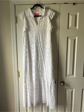 Lilly Pulitzer White Eyelet Maxi Dress - Floral Cutwork